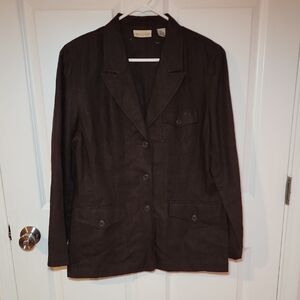 Apostrophe 100% Pure Linen Dark Brown Blazer Size 16